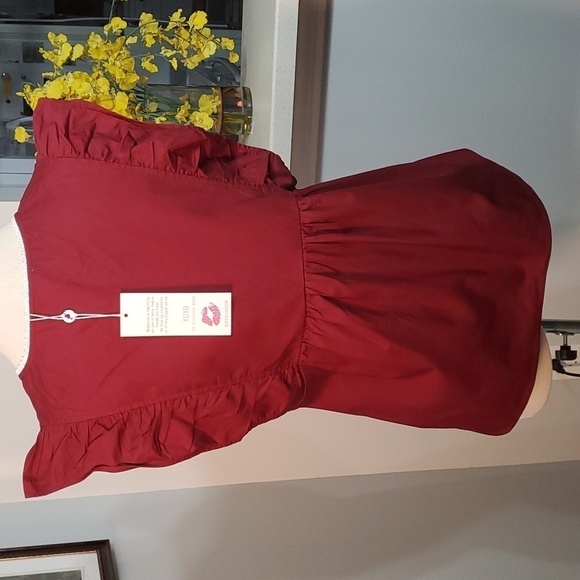 BODDYLOVE White Enbrodery burgundy rop. Med, Ruffle sleeves Piping around sleeve - Picture 6 of 9